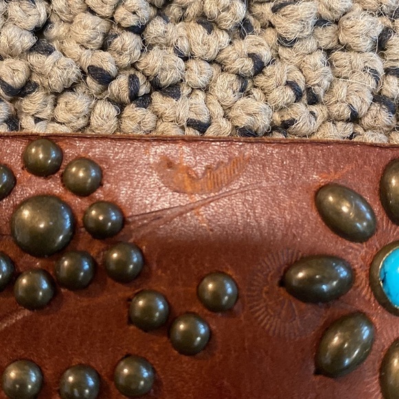 Old Navy Brown Leather Turquoise Studded Belt in EUC - Picture 8 of 8